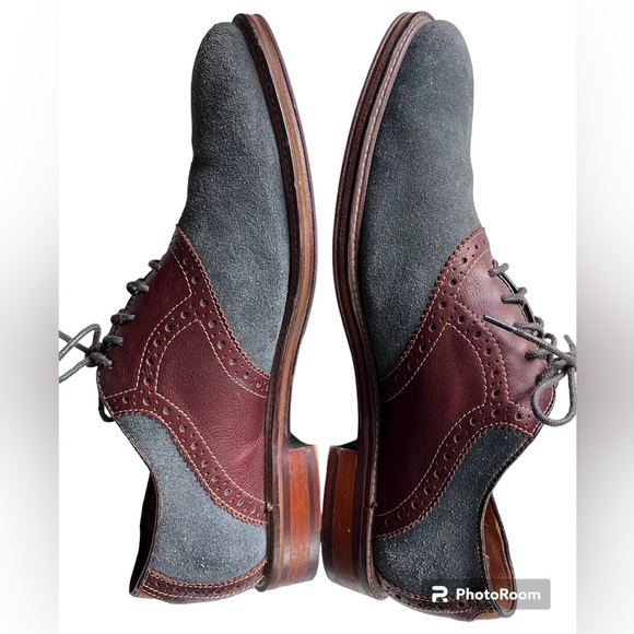 Johnson & Murphy Warner Saddle Dark Gray Suede/Mahogany Lace-up Oxford Nubuck 10 main image 16